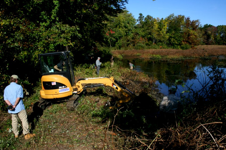 Hyde Pond Dam - excavator during removal