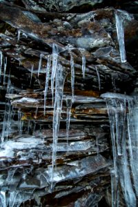 Closeup Icicles along the Creek