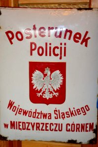 Polish graphic design late 1930's, police signboard, modernism, art deco / Rzeczpospolita Polska, polskie godło