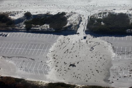 Beach overwash onto parking lot (RI)