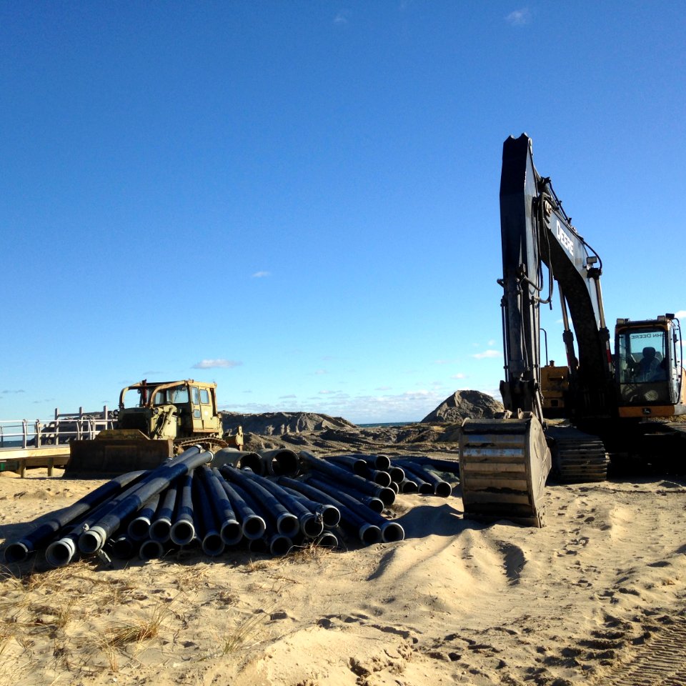 Wreck Pond restoration - dredging sand from the pond