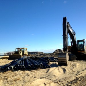Wreck Pond restoration - dredging sand from the pond