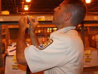 Inspector examines imported watch photo