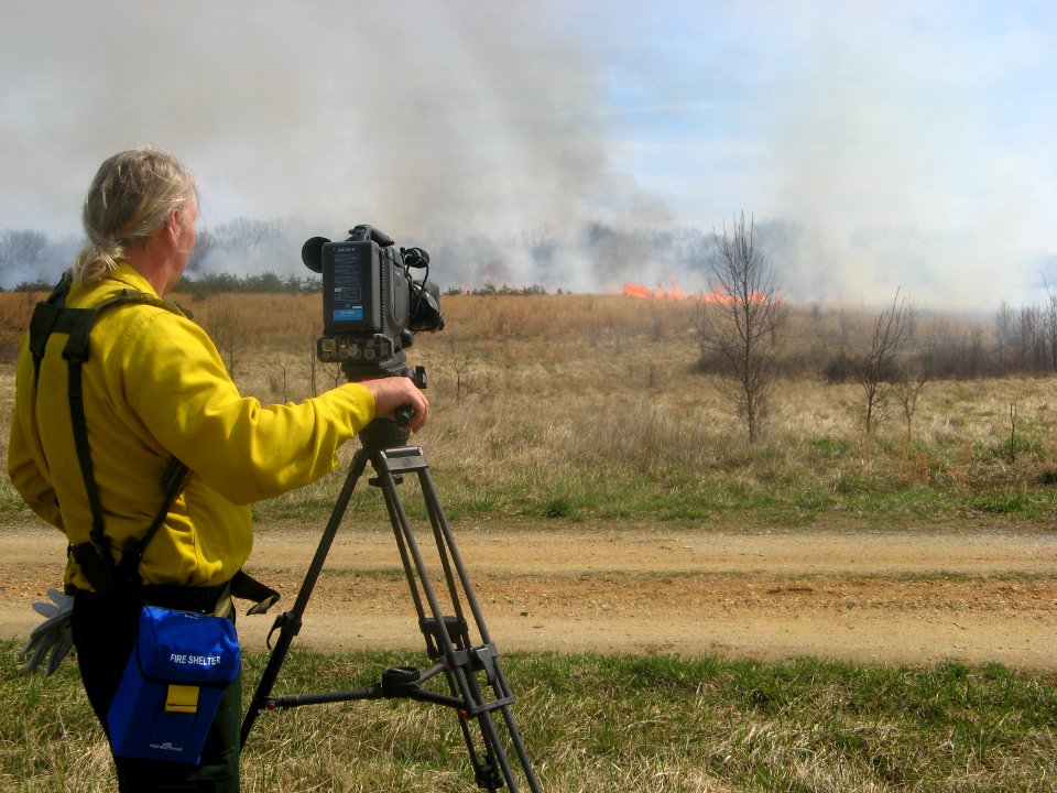 Filming controlled burn at Patuxent National Research Refuge