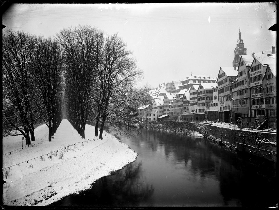 Tübingen - Allee mit Neckarhalde, Winter 1903