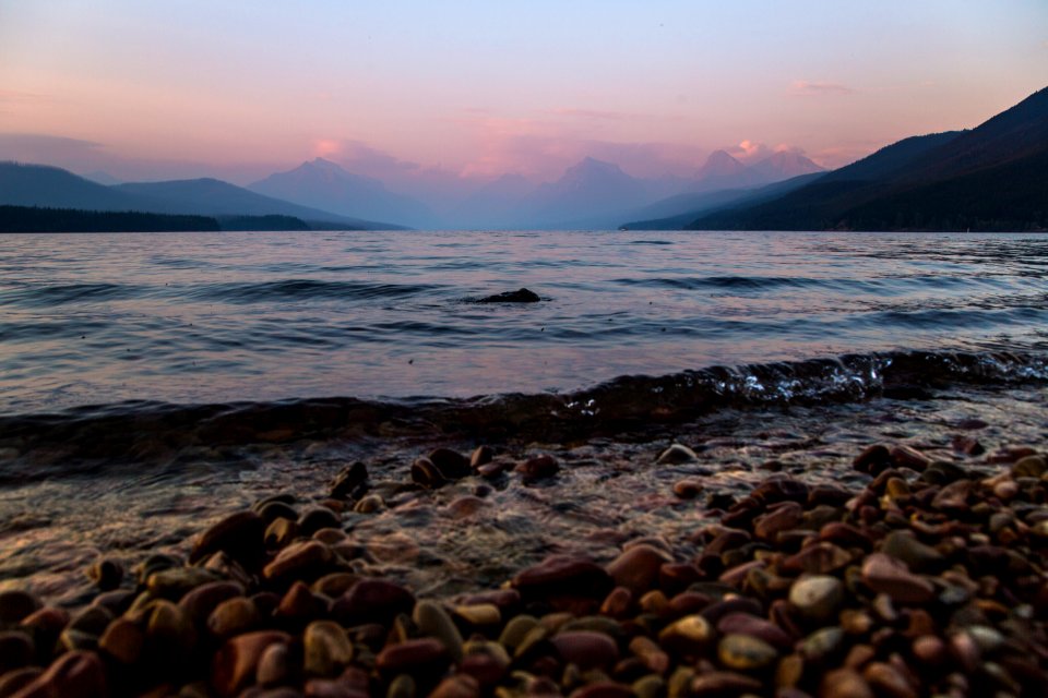 Hazy Sunset from Lake McDonald