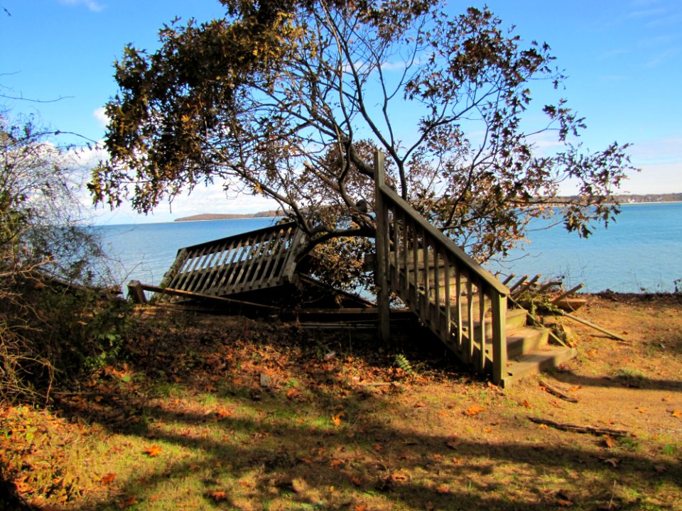 Damage to outlook at Target Rock National Wildlife Refuge (NY)