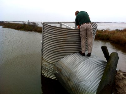 Pea Island National Wildlife Refuge water control structure damage from Hurricane Sandy photo