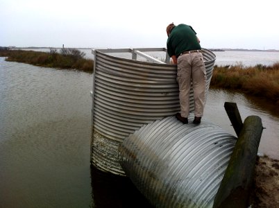 Pea Island National Wildlife Refuge water control structure damage from Hurricane Sandy