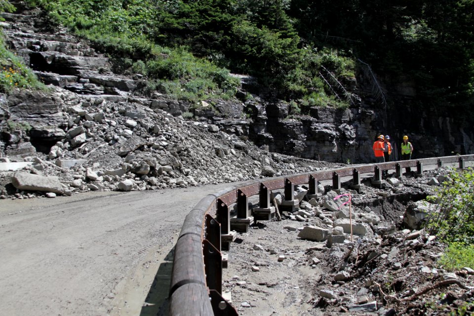 Rock slide on the Going-to-the-Sun Road