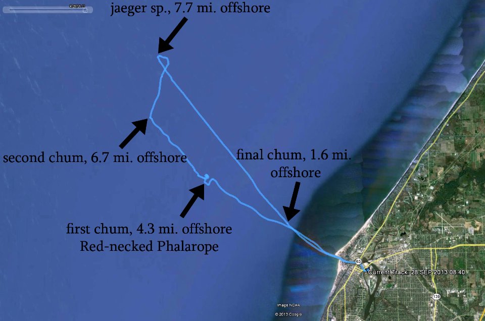 Sept. 28, Michigan Audubon pelagic birding tour map, St. Joseph, MI