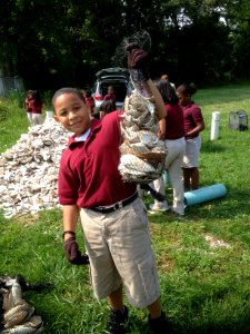 Student displays shell bag
