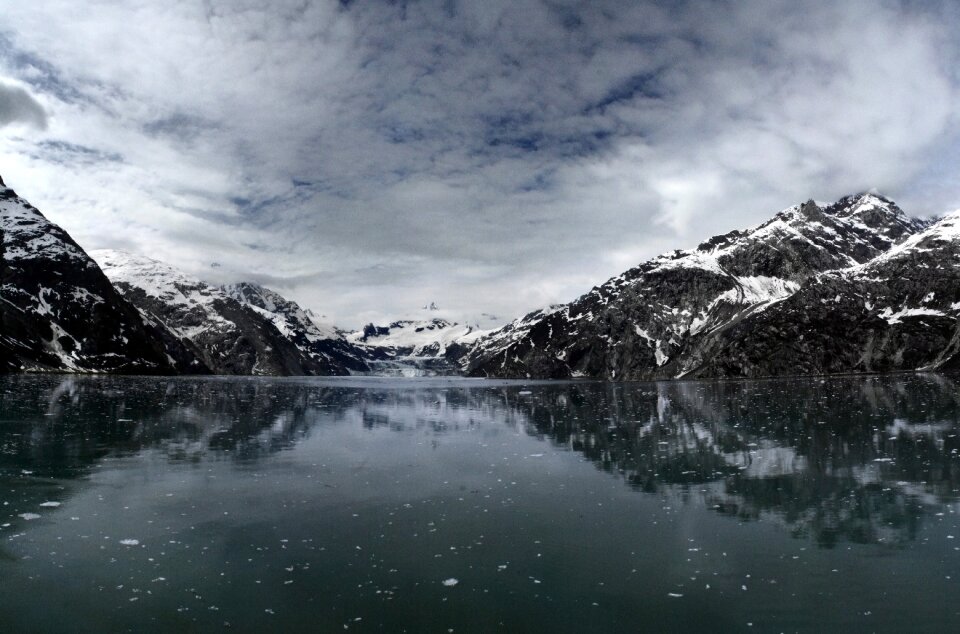 Cloudy landscape reflection photo