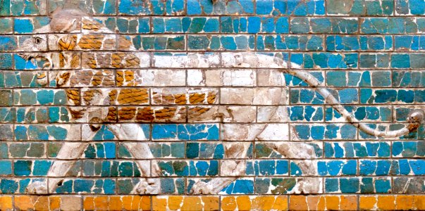 León en relieve de la antigua ciudad de Babilonia