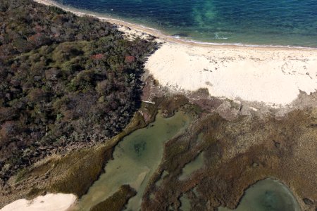 Aerial view of damage at Block Island National Wildlife Refuge