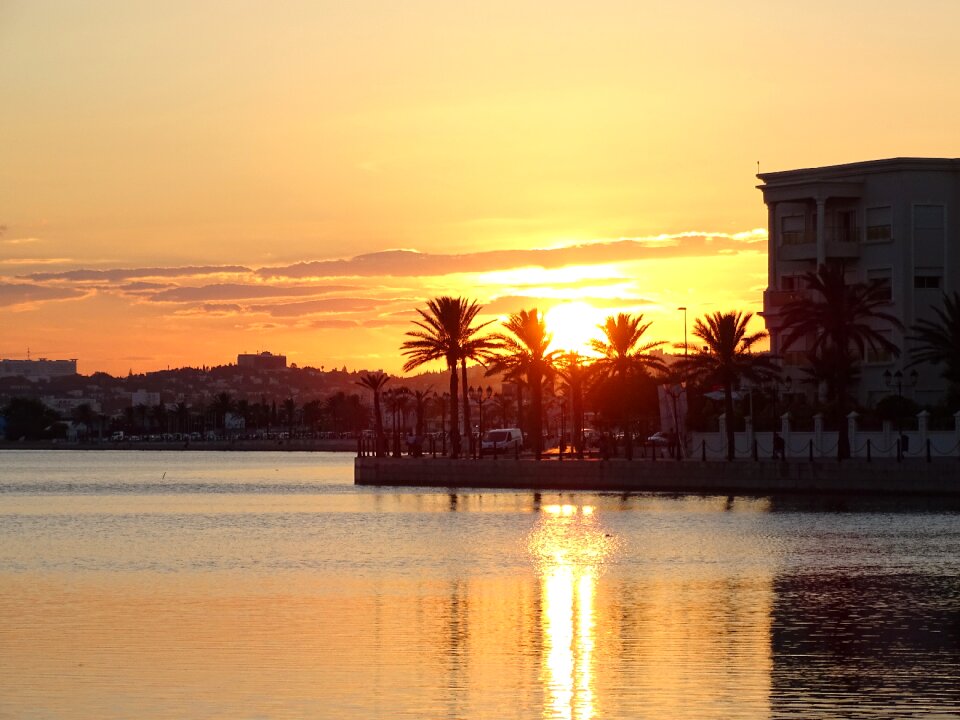 Tunis lake of tunis sunset