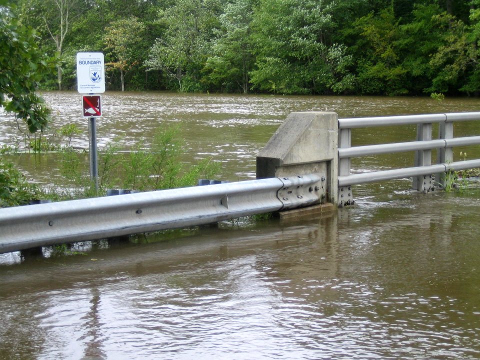 Flooded road at Great Swamp