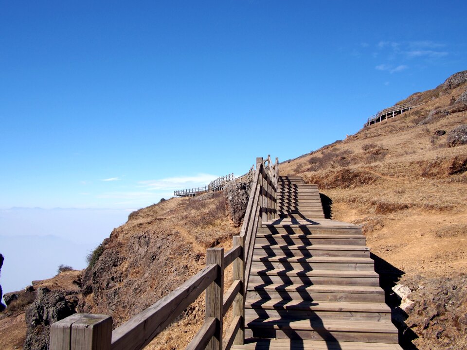 Blue sky stairs ladders