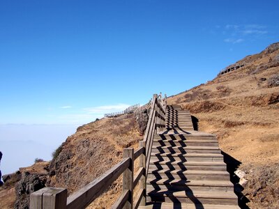 Blue sky stairs ladders photo