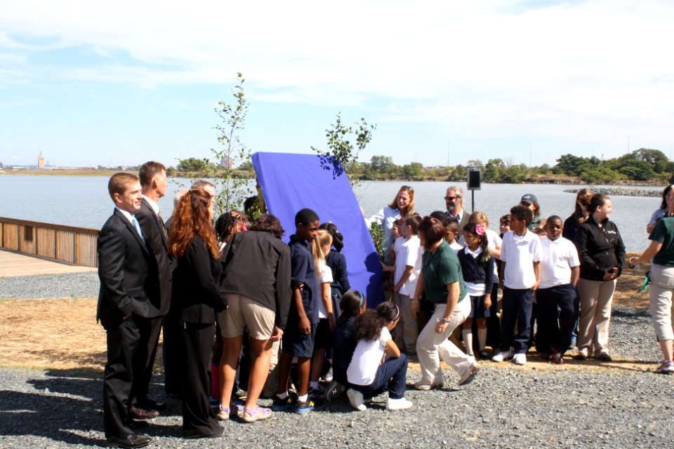 Preparing to unveil the Masonville designation sign