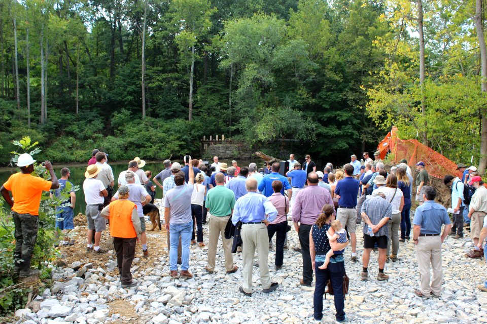 Secretary Jewell speaks at the Hughesville Dam removal event on September 8, 2016
