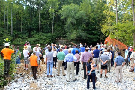 Secretary Jewell speaks at the Hughesville Dam removal event on September 8, 2016 photo