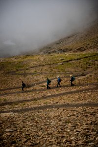 Hikers descending the Switchbacks