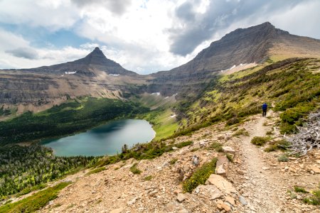 Hikers Going Towards Oldman Lake