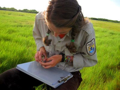 Claire Revekant with bird