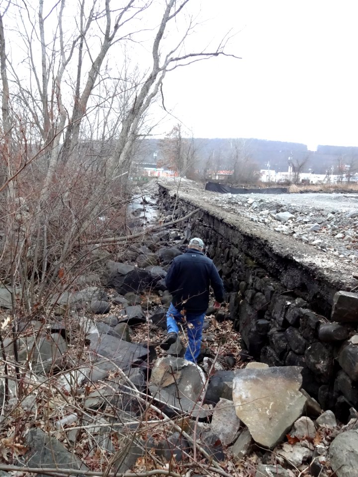 FWS staff walk the Pond Lily Dam area after removal