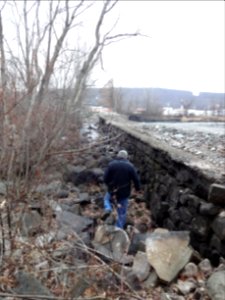 FWS staff walk the Pond Lily Dam area after removal