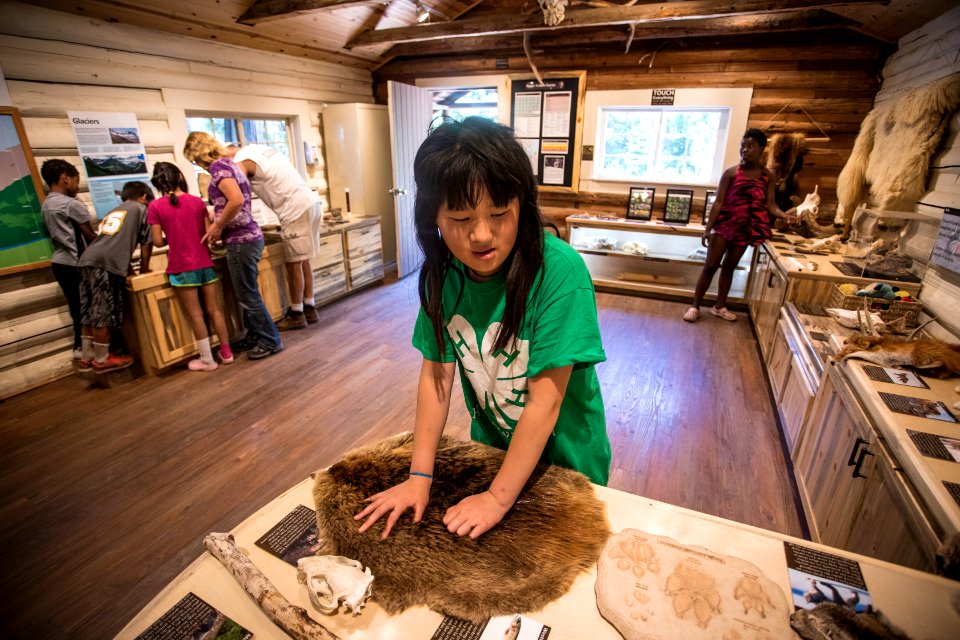 Kids inside the Apgar Nature Center