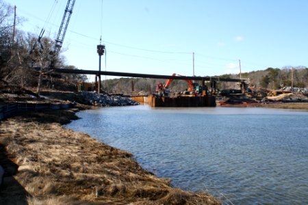 Bridge construction at the Muddy Creek wetland restoration project photo