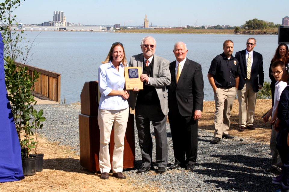 Presenting the designation plaque