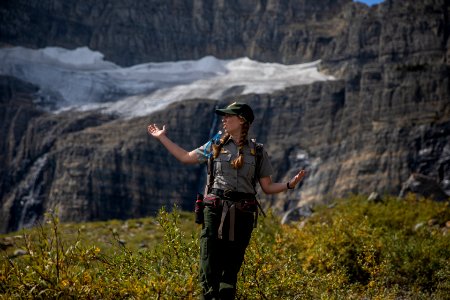 Ranger at Grinnell Glacier photo