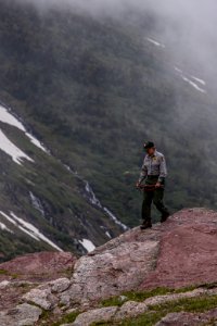 A park ranger patrolling the alpine. photo