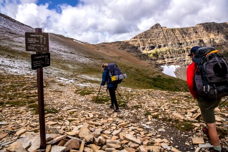 Backpackers in the Mountains photo