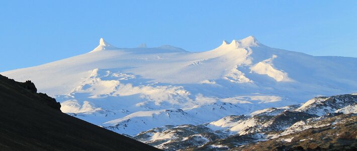 Mountain panorama snow ice photo