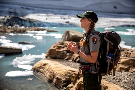 Ranger at Grinnell Glacier photo