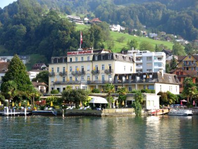 Travelling on the Lake Lucerne aboard the steam ship DS Uri