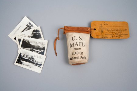 Historic postcards and souvenir bag