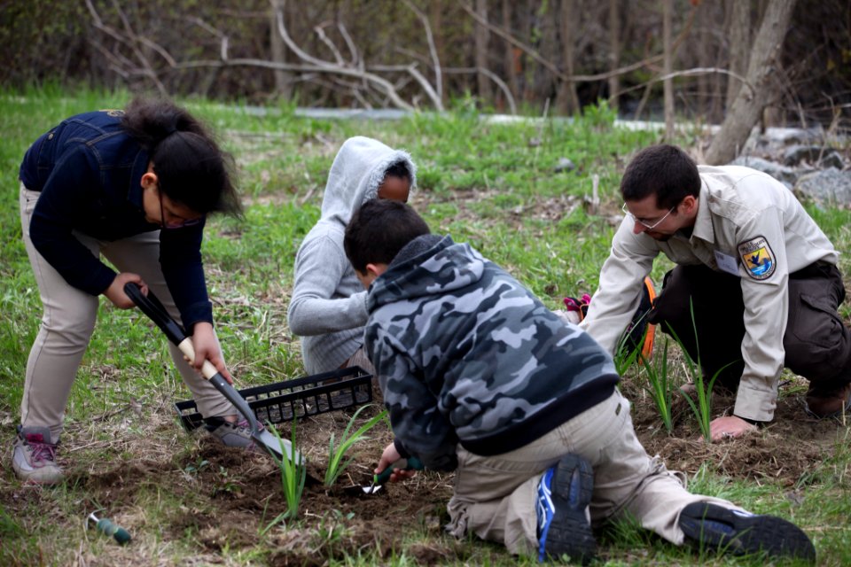 Students helping to beautify the partnership site