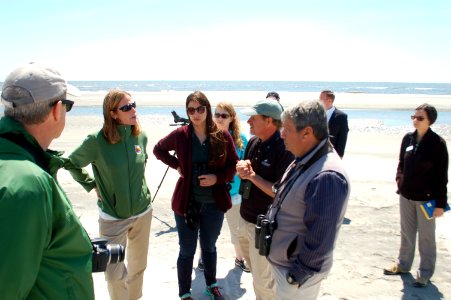 USFWS Northeast Regional Director Wendi Weber and other partners at Stone Harbor Point restoration project tour (NJ)