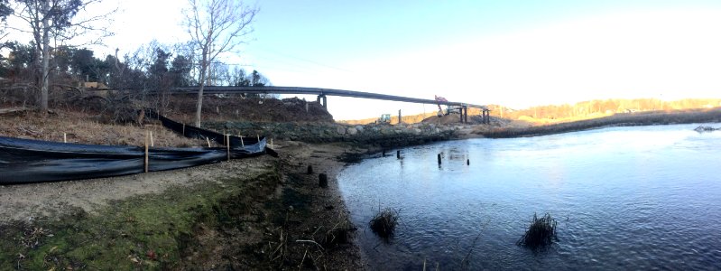 Muddy Creek wetland restoration project bridge construction photo