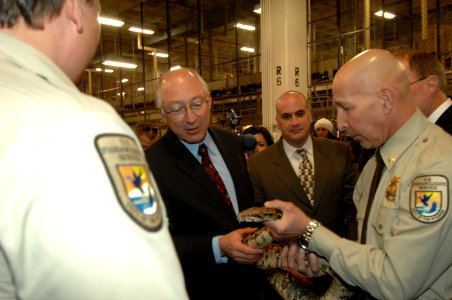 Secretary Salazar and a boa constrictor