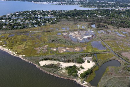 Aerial view of the Seatuck National Wildlife Refuge marsh restoration - 2016