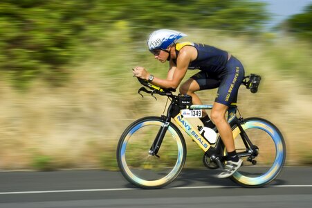 Athlete bicycling speed photo