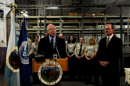 Secretary Salazar giving his speech photo