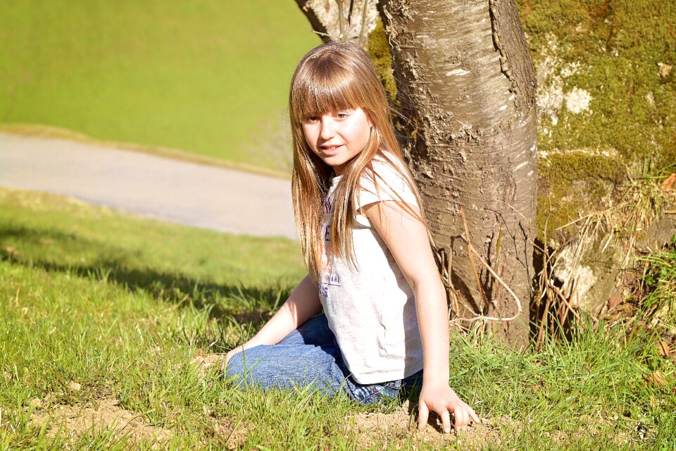 Blond long hair out photo