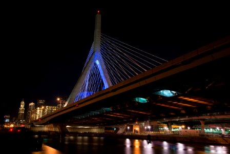 Boston, Zakim Bridge, New Lighting, December 2012